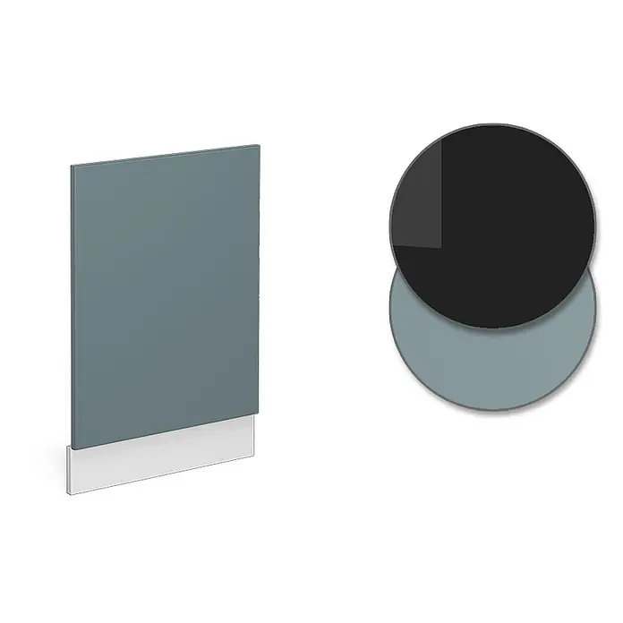 Frontblende R-Line 45 cm Blau-Grau Art.-Nr. 40944 -  - Blau-graue stehende Sichtschutzwand mit weißem Sockel.
