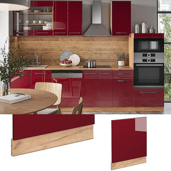 Vicco Frontblende Fame-Line, Bordeaux Hochglanz, 60 cm - 