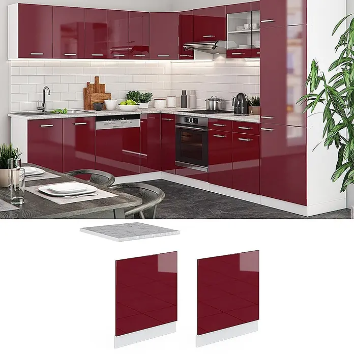 Vicco Frontblende R-Line, Rot Hochglanz, 60 cm - 