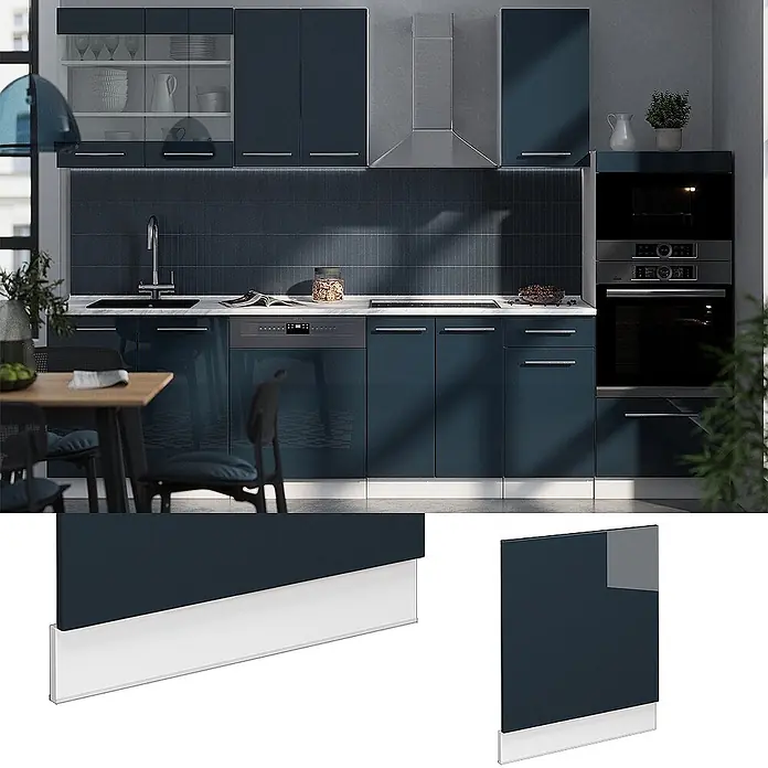 Vicco Frontblende Fame-Line, Dunkelblau Hochglanz, 60 cm - 