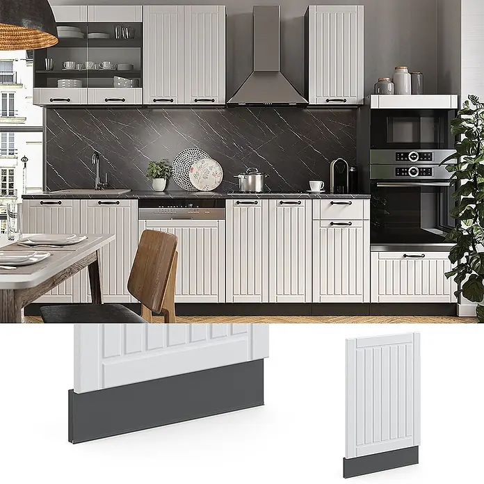 Vicco Frontblende Fame-Line, Weiß Landhaus, 45 cm - 