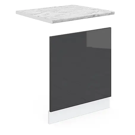 Vicco  Spülenunterschrank R-Line Anthrazit Hochglanz, AP Marmor