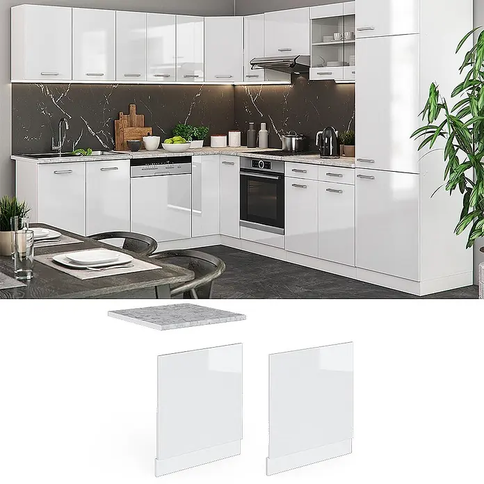 Vicco Frontblende R-Line, Weiß Hochglanz, 60 cm - 
