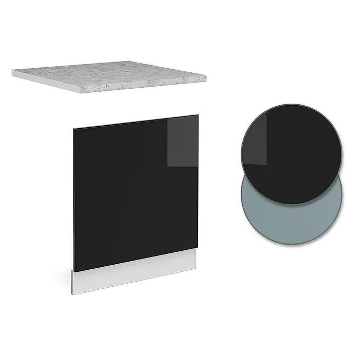 Vicco Frontblende R-Line, Schwarz Hochglanz, 60 cm - 