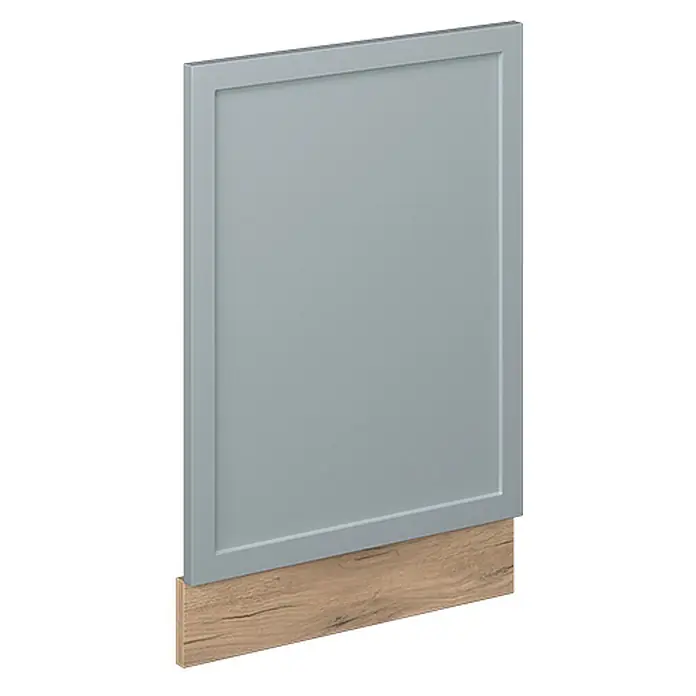 Frontblende Fame-Line 45 cm Hellblau-grau Art.-Nr. 49957 -  - Hellgraues, gerahmtes Küchenpaneel mit hellbraunem Holzdekor-Sockel.
