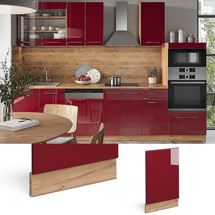 Vicco Frontblende Fame-Line, Bordeaux Hochglanz, 45 cm - 