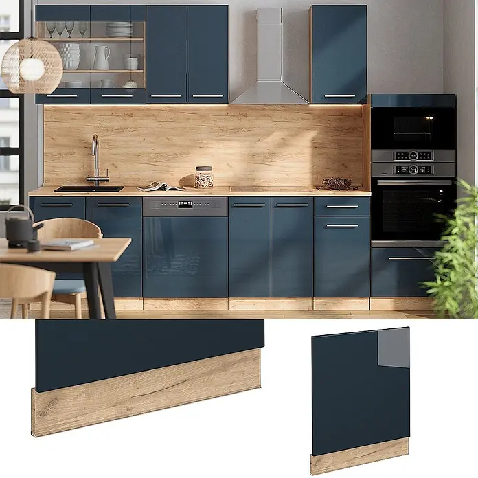Vicco Frontblende Fame-Line, Dunkelblau Hochglanz, 60 cm - 