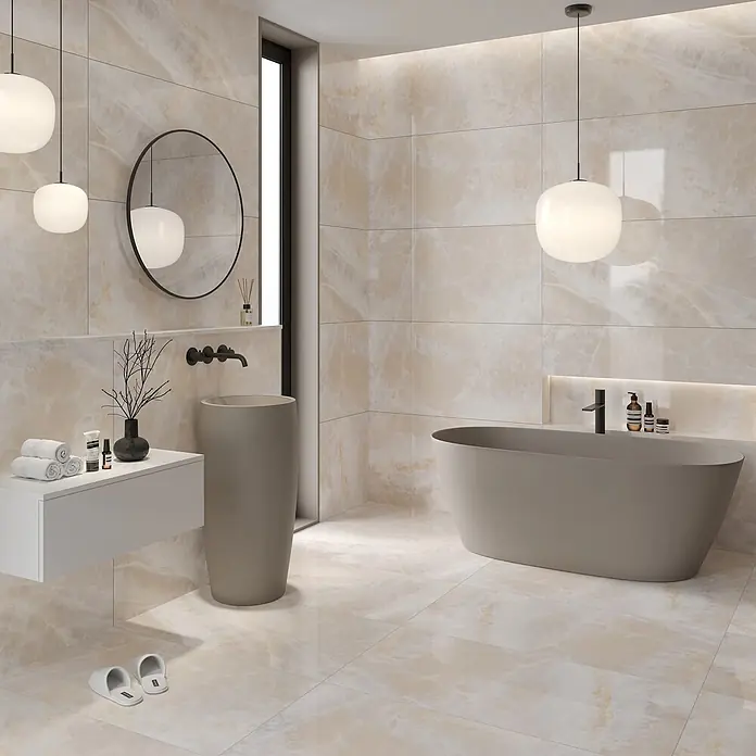 Feinsteinzeugfliese ONYX SUNRISE – 60 x 120 cm, Onyxoptik, Brillant - 