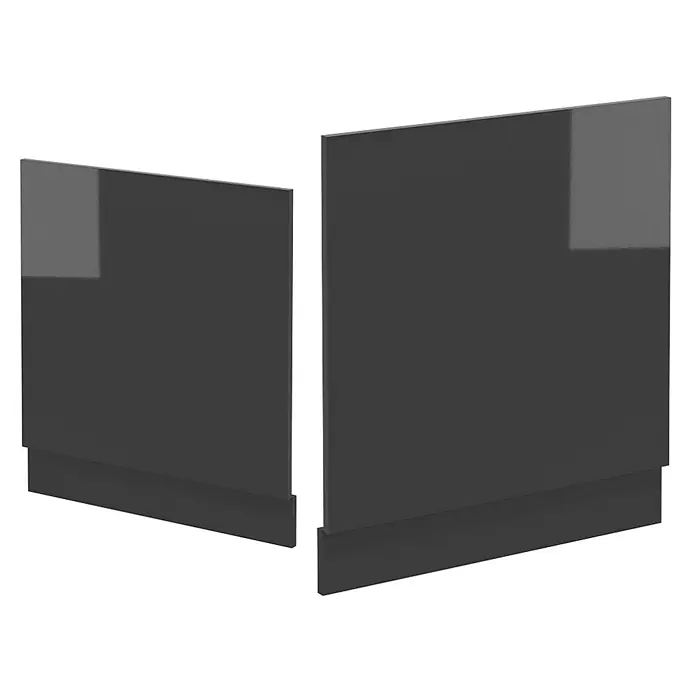 Vicco Frontblende R-Line, Anthrazit Hochglanz, 60 cm -  - Zwei dunkelgraue Hochglanz-Möbelplatten mit integriertem Sockel.