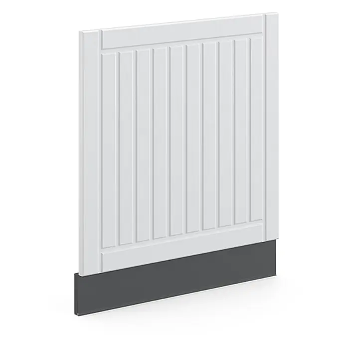 Frontblende Fame-Line 60 cm Weiß Landhaus Art.-Nr. 37312 -  - Weißes Paneel mit vertikalen Rillen und dunklem Sockel.