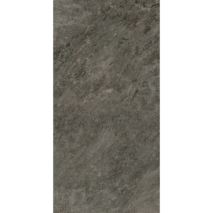 Feinsteinzeugfliese ANETO STONE – 60 x 120 cm, Steinoptik, Mat -  - Strukturierte dunkelgraue Fliese, die Naturstein oder Beton ähnelt.
