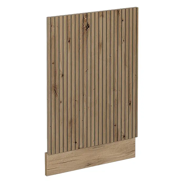 Frontblende R-Line 45 cm Artisan-Eiche Art.-Nr. 47051 -  - Helles, geriffeltes Holz-Dekorpanel mit natürlicher Maserung und Ästen, mit einer flachen Basisplatte.