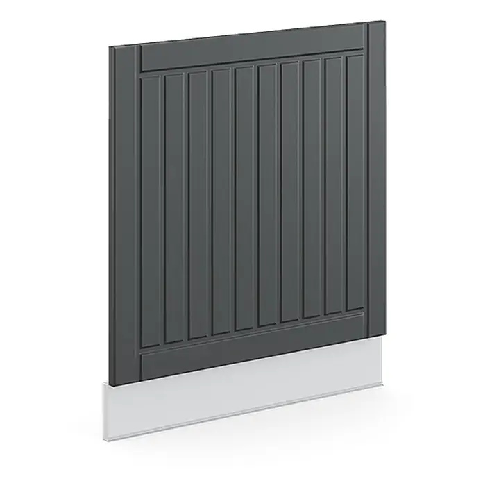 Vicco Frontblende Fame-Line, Anthrazit Landhaus, 60 cm -  - Dunkelgraues Dekorpanel mit vertikalen Lamellen und weißem Sockel.