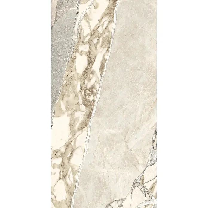Feinsteinzeugfliese TEKTONIS MARBLE – 60 x 120 cm, Marmoroptik, Mat -  - Marmoroptik-Fliese in Creme, Beige, Grau mit dramatischer brauner und grauer Maserung für stilvolle Oberflächen.