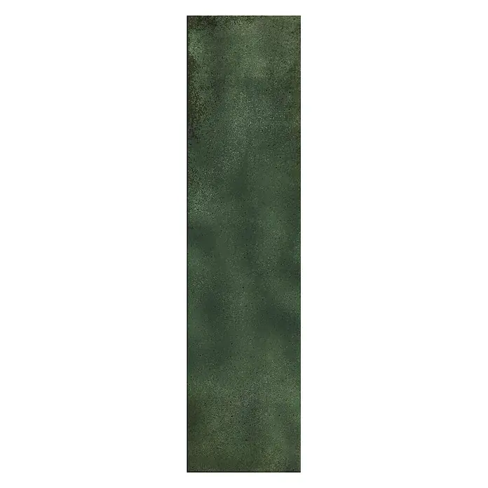 Wandfliese JULIET VERT – 7.5 x 30 cm, Zellige-Optik, Brillant -  - Dunkelgrüne, melierte Fliese mit rustikaler, texturierter Oberfläche.