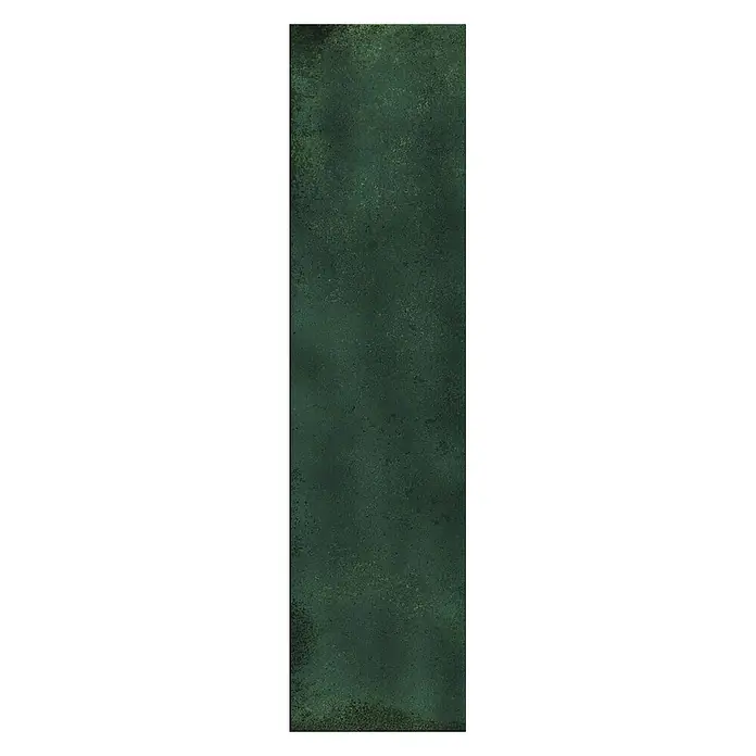 Wandfliese JULIET VERT – 7.5 x 30 cm, Zellige-Optik, Brillant -  - Dunkelgrüne, texturierte Oberfläche Fliese mit patinierter, verwitterter Optik für Wände oder Böden.