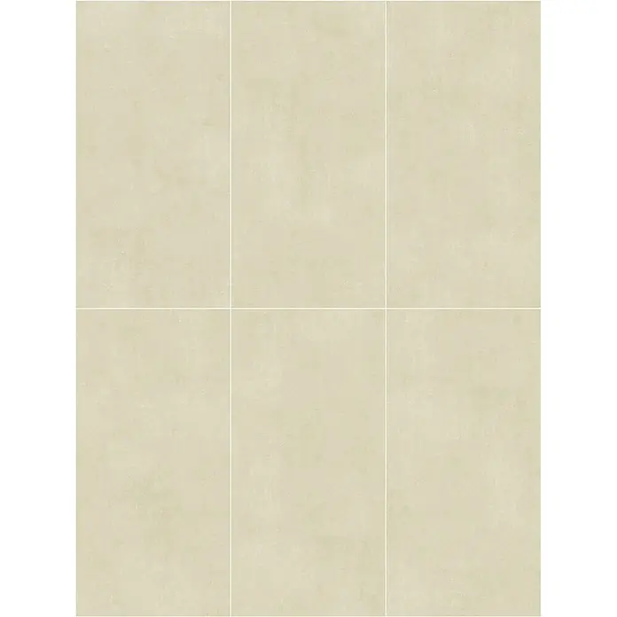 Feinsteinzeugfliese ARK IVORY – 60 x 120 cm, Betonoptik, Mat -  - Helle beige matte Fliesen mit feiner Textur, in einem Raster angeordnet, geeignet für Böden oder Wände.