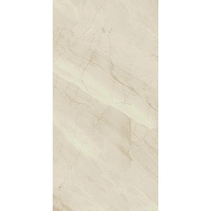 Feinsteinzeugfliese MARRAKESH CREME – 60 x 120 cm, Marmoroptik, Brillant -  - Heller beiger Marmorfliese mit subtiler Maserung, ideal für elegante Oberflächen.