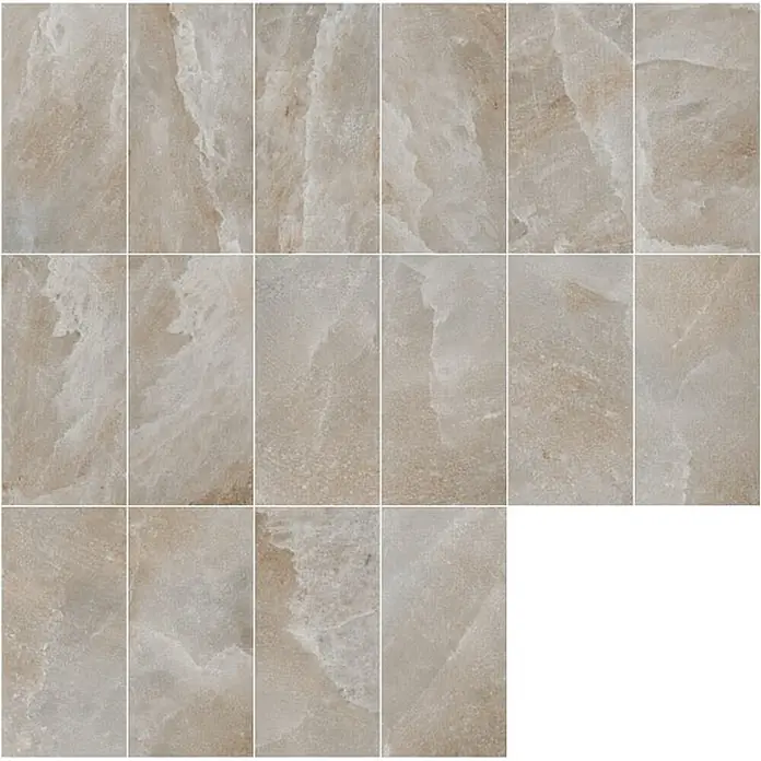 Feinsteinzeugfliese SALT CAVE TAUPE – 60 x 120 cm, Steinoptik, Mat -  - Rechteckige, beigefarbene Fliesen in Natursteinoptik mit natürlicher Maserung, für Boden oder Wände.