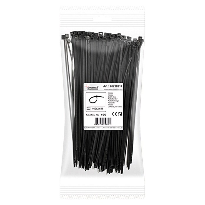 Kabelbinders (Zwart, 160 x 2,5 mm, 100 stk.)
