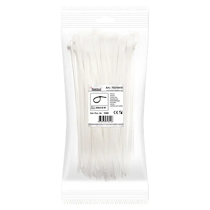 Profi Depot Bridas para cables - An x L: 48 x 200 mm, Transparente - Paquete de bridas de sujeción blancas, ideales para agrupar y sujetar cables. Versátiles para el hogar, la oficina o el taller.