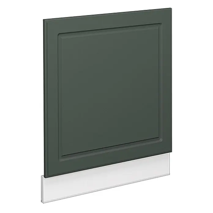 Frontblende Fame-Line 60 cm Grün-Gold Landhaus Art.-Nr. 37925 -  - Dunkelgrüne Schranktürplatte im Shaker-Stil mit weißer Sockelleiste.