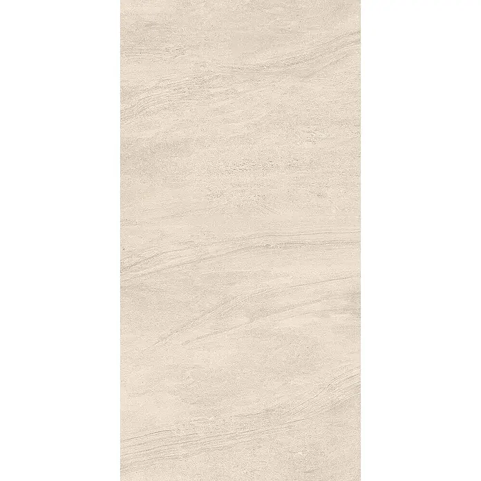 Feinsteinzeugfliese COSMIC BONE – 60 x 120 cm, Marmoroptik, Mat -  - Helle beige Fliese mit dezenter, welliger Steintextur, geeignet für moderne Boden- oder Wandverkleidungen.