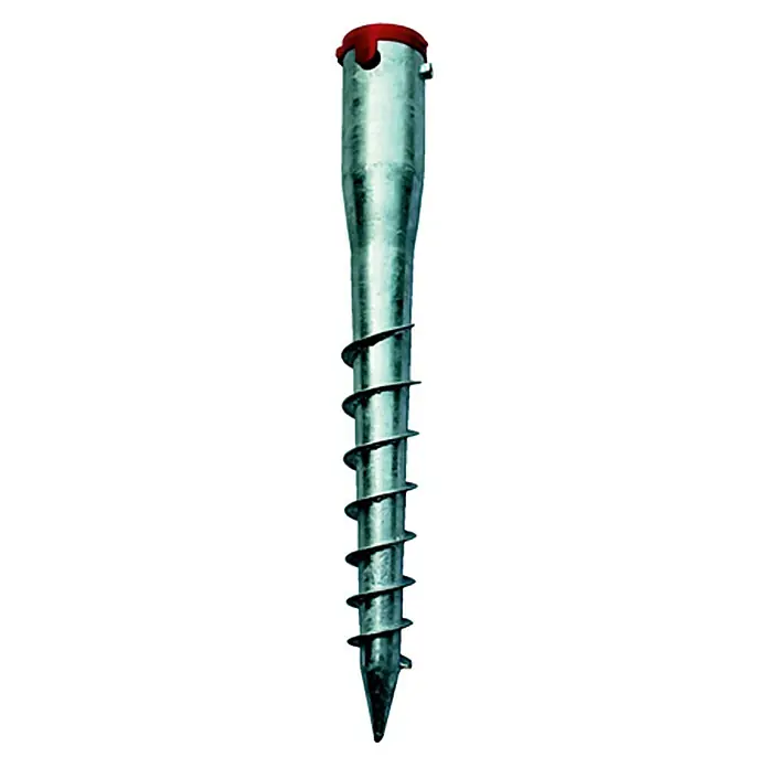 Einschraub-Bodendübel - Länge: 56 cm - Erdanker mit roter Kappe, ideal für sicheren Halt im Boden, vielseitig einsetzbar im Garten und beim Camping.
