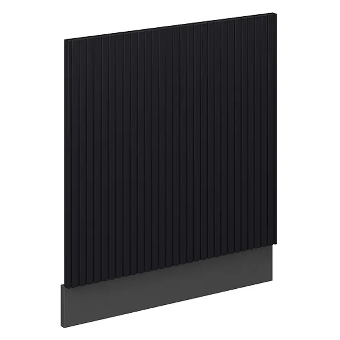 Vicco Frontblende Fame-Line, Schwarz gestreift, 60 cm -  - Schwarze geriffelte Platte, eine moderne Möbelfront oder dekorative Wandverkleidung mit flachem Sockel.