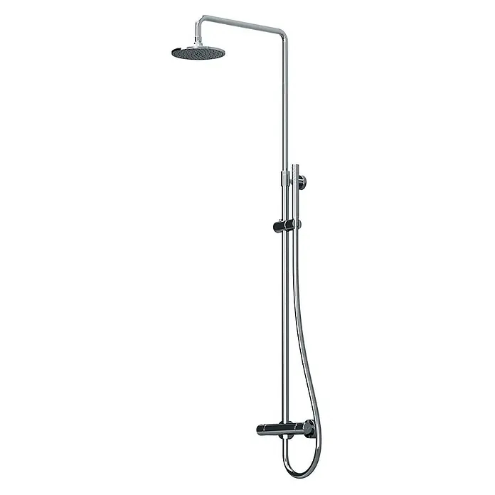 Vola Duschsystem -  - Verchromtes Thermostat-Duschsystem mit Kopfbrause, Handbrause und integriertem Mischer.