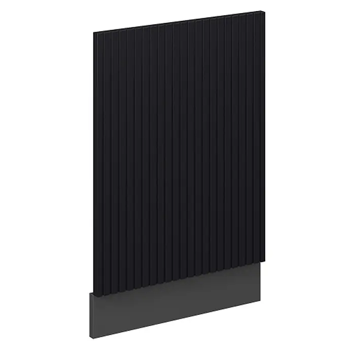 Vicco Frontblende Fame-Line, Schwarz gestreift, 45 cm -  - Dunkelgraue vertikal geriffelte Platte mit dunkelgrauer Sockelblende.