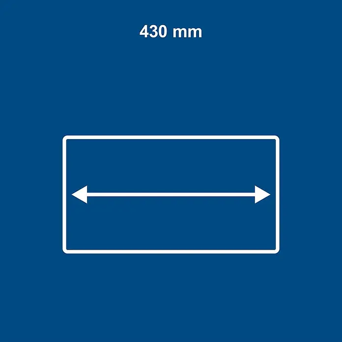 Scheppach Sägeblatt für Dämmstoffe - Passend für: Scheppach Universalsäge AZE430 - Horizontale Abmessung von 430 mm, durch Pfeil in einem Rechteck dargestellt.