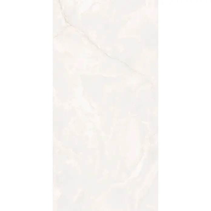 Feinsteinzeugfliese GINZA WHITE – 60 x 120 cm, Marmoroptik, Lappato -  - Helle cremeweiße Natursteinoberfläche mit feiner beiger Äderung.