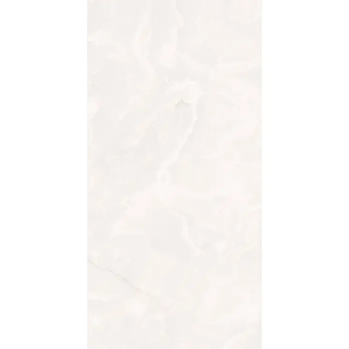 Feinsteinzeugfliese GINZA WHITE – 60 x 120 cm, Marmoroptik, Lappato -  - Cremeweiße Onyx-Oberfläche mit subtiler, durchscheinender natürlicher Maserung.