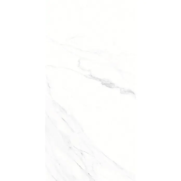 Limcaro Feinsteinzeugfliese POLARIS BRILLO - 120 x 60 cm, Weiß, Glänzend - Weiße Marmorstruktur mit subtilen grauen Maserungen.