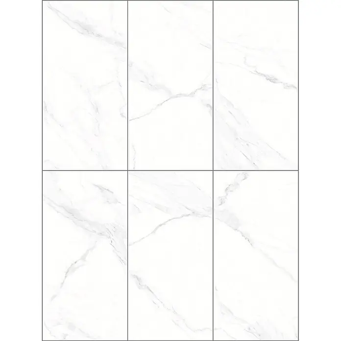 Limcaro Feinsteinzeugfliese POLARIS BRILLO - 120 x 60 cm, Weiß, Glänzend - Weiße Feinsteinzeugfliesen in Marmoroptik mit dezenter grauer Maserung.