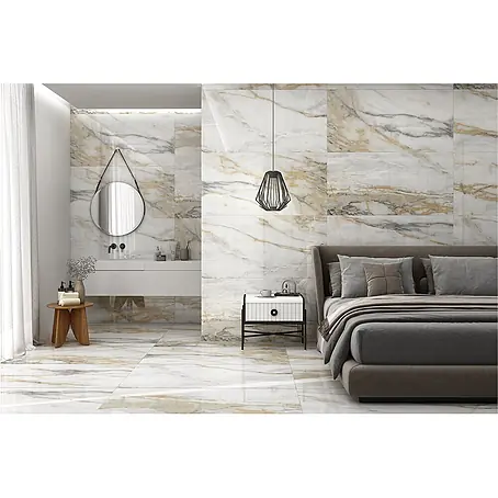 Feinsteinzeugfliese CHINA GOLD – 60 x 120 cm, Marmoroptik, Brillant