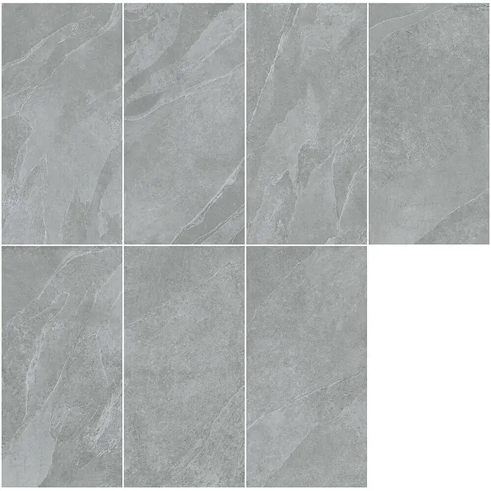 Feinsteinzeugfliese RAVAZZA STONE GREIGE – 60 x 120 cm, Betonoptik, Mat -  - Graue Fliesen in Steinoptik mit verschiedenen Naturmustern, ideal für moderne Innenräume.
