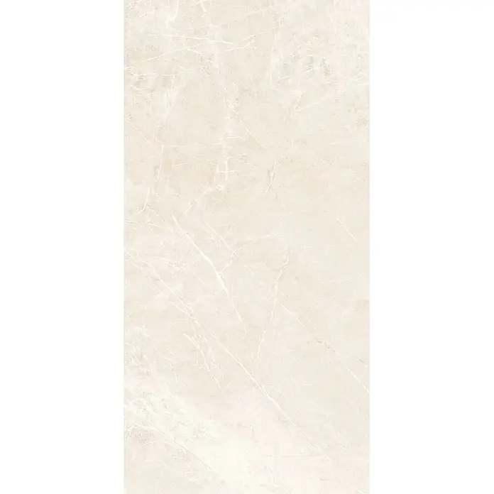 Feinsteinzeugfliese PRESTIGE BONE – 60 x 120 cm, Marmoroptik, Mat -  - Helle beige Naturmarmorfliese mit subtiler weißer Maserung.