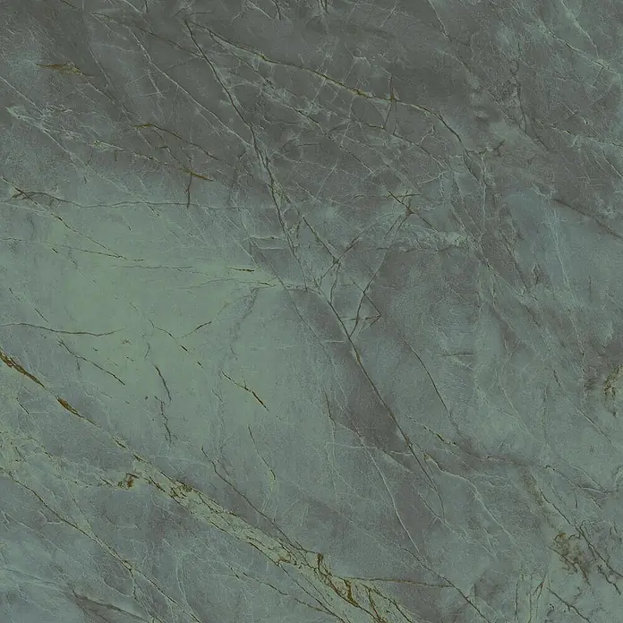 Feinsteinzeugfliese QUARZITE JADORE – 120 x 120 cm, Steinoptik, Brillant -  - Blaugrüne Marmorstruktur mit eleganten Goldadern für Innenflächen.