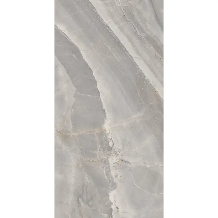 Feinsteinzeugfliese MARVEL GREY – 60 x 120 cm, Marmoroptik, Mat -  - Helle graue Marmorplatte mit weißer und subtiler beiger Maserung.