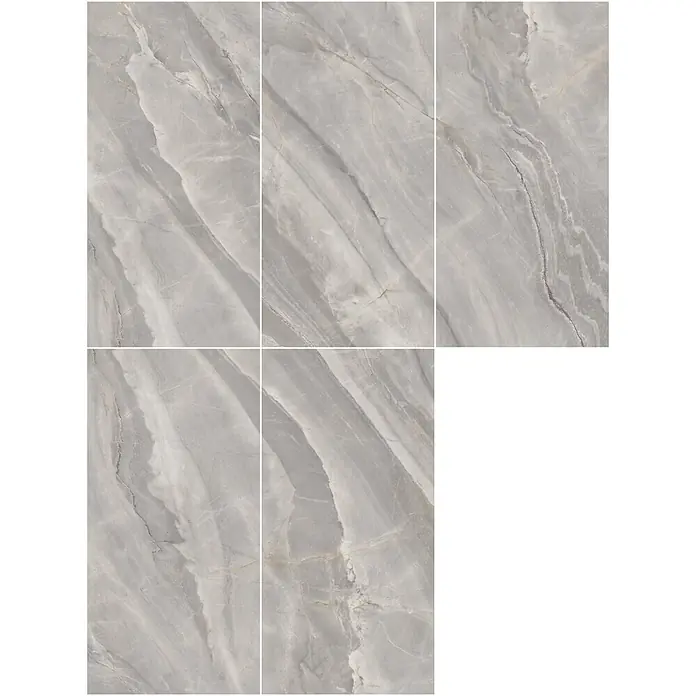 Feinsteinzeugfliese MARVEL GREY – 60 x 120 cm, Marmoroptik, Mat -  - Graue Fliesen in Marmoroptik mit durchgehender Maserung.