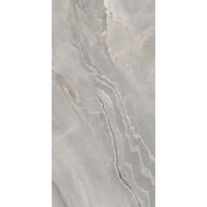 Feinsteinzeugfliese MARVEL GREY – 60 x 120 cm, Marmoroptik, Mat -  - Graue Marmorfliese mit natürlichen weißen und dunkleren grauen Maserungen, glänzend poliert.