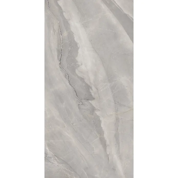 Feinsteinzeugfliese MARVEL GREY – 60 x 120 cm, Marmoroptik, Mat -  - Helle graue Steinfläche mit wirbelnden dunkelgrauen und weißen Marmorierungen.