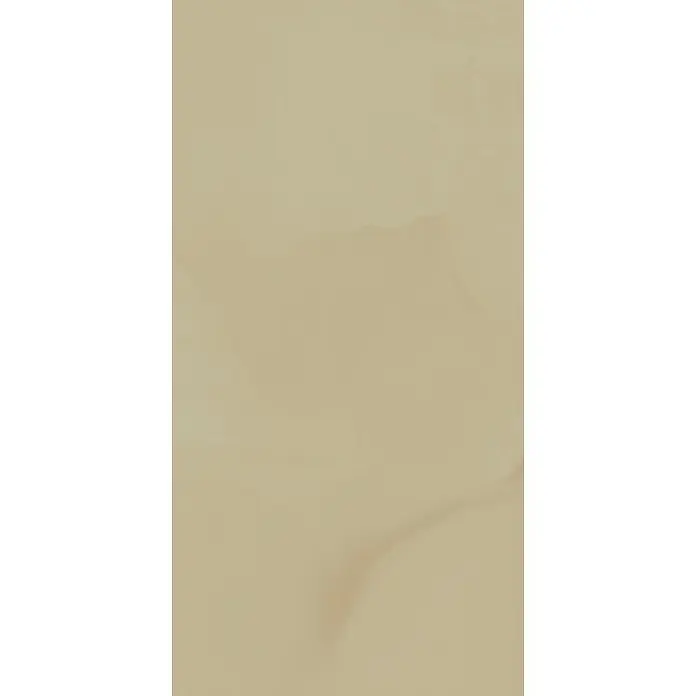 Feinsteinzeugfliese ONYX POLISHED – 60 x 120 cm, Onyxoptik, Brillant -  - Helles beiges Material mit subtilen, fließenden Naturmustern, ähnlich poliertem Onyx oder Marmor.