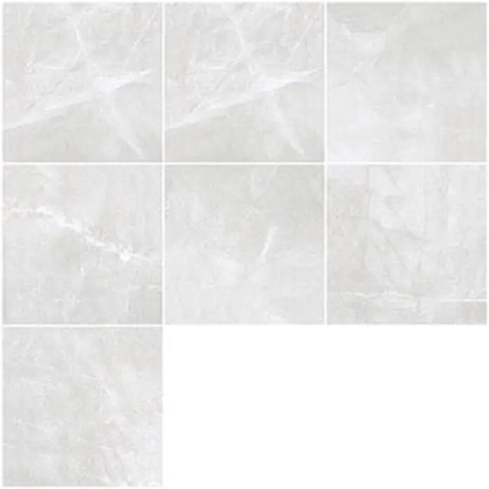 Feinsteinzeugfliese AMANI GRIS – 120 x 120 cm, Steinoptik, Brillant -  - Helle, graue Keramikfliesen in Marmoroptik mit dezenter Maserung, für Böden und Wände geeignet.
