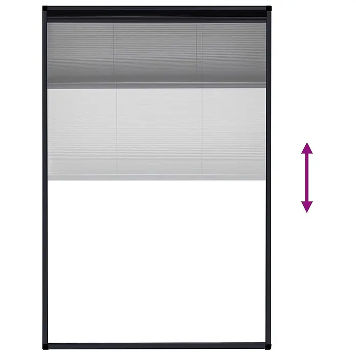 vidaXL Insektenschutz Plissee für Fenster Aluminium Anthrazit 80x120cm -  - Zweifarbiger Plissee-Vorhang (grau und weiß) in schwarzem Rahmen, vertikal verstellbar.