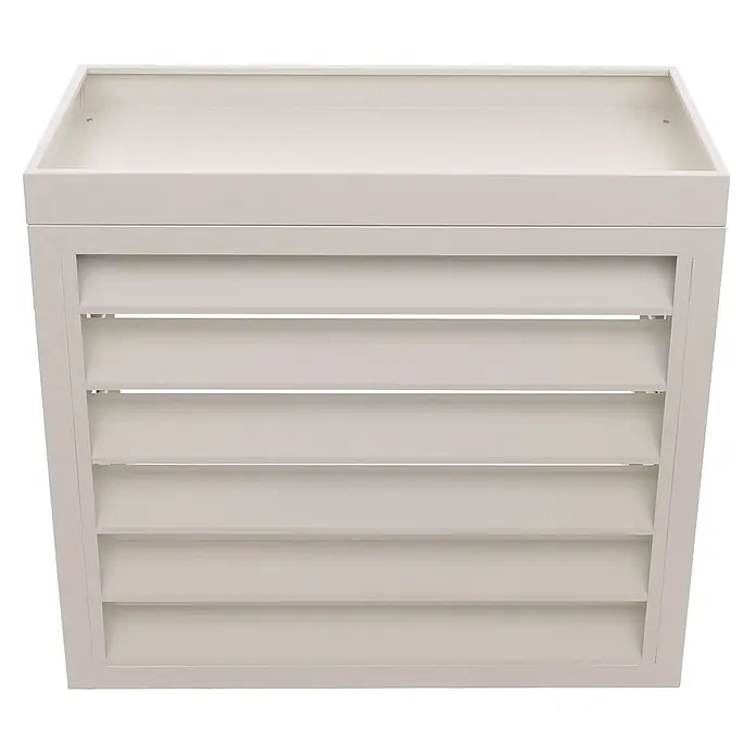 Mendler Verkleidung für Klimaanlage/Wärmepumpe HWC-O43 Metall - grau-weiß -  - Hellbeiges Lamellenschrank mit vertiefter Oberseite, ideal als Stauraum oder Verkleidung.