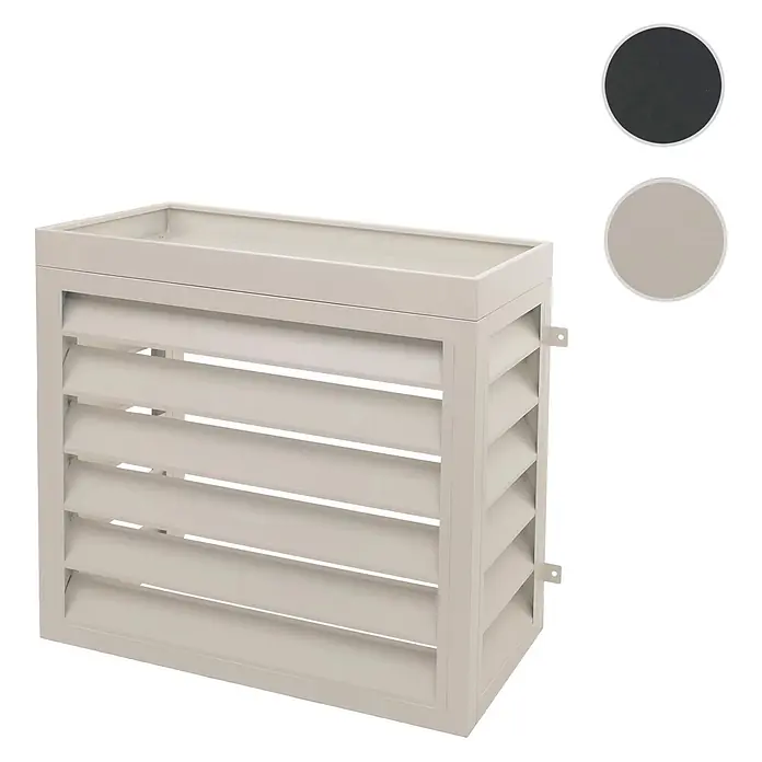 Mendler Verkleidung für Klimaanlage/Wärmepumpe HWC-O43 Metall - grau-weiß -  - Hellbeiges Lamellengehäuse für Klimaanlagen-Außengeräte.