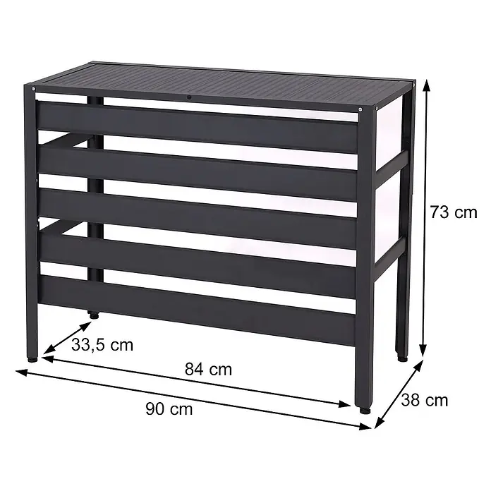 Mendler Alu Verkleidung für Klimaanlage/Wärmepumpe HWC-K59 Metall - grau -  - Anthrazitfarbener Metall-Gartenschrank mit Lamellen, ideal als Mülltonnenbox oder Komposter.